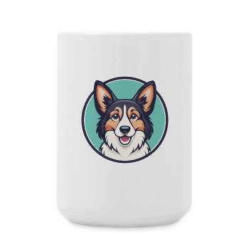 Chien de berger gallois Chien Race Dessin animé Kawaii Clipart - Grande tasse 440 ml - blanc - Devant