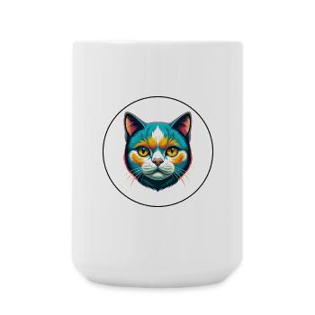 British Shorthair Chat Race Dessin animé Kawaii Animal - Grande tasse 440 ml - blanc - Devant