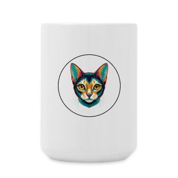 Chat brésilien à poil court Race Dessin animé Kawaii Pet - Grande tasse 440 ml - blanc - Devant