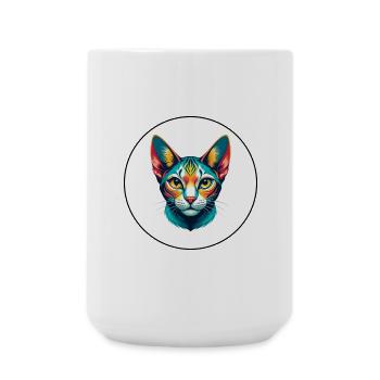 German Rex Cat Breed Cartoon Kawaii Animal Pet - Large Mug 440 ml - white - Front