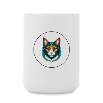 Kourilien Bobtail Chat Race Dessin animé Kawaii Animal - Grande tasse 440 ml - blanc - Devant