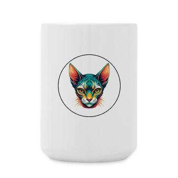 Dwelf Chat Race Dessin Animé Kawaii Animal Pet - Grande tasse 440 ml - blanc - Devant