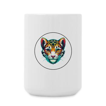 Léopard des neiges Bébé chat race dessin animé Kawaii Animal - Grande tasse 440 ml - blanc - Devant