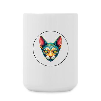 Sphynx Chat Race Dessin Animé Kawaii Animal Pet - Grande tasse 440 ml - blanc - Devant
