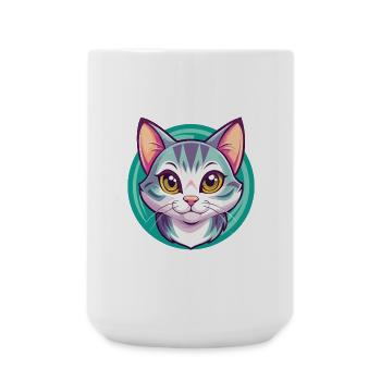 American Shorthair Cat Breed Cartoon Kawaii Animal - Large Mug 440 ml - white - Front