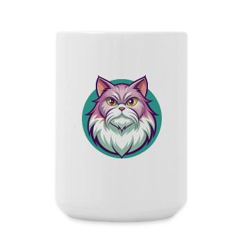 Chat britannique à poil long race dessin animé Kawaii Animal - Grande tasse 440 ml - blanc - Devant