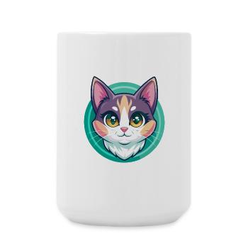 Dilute Calico Cat Breed Cartoon Kawaii Animal Pet - Large Mug 440 ml - white - Front