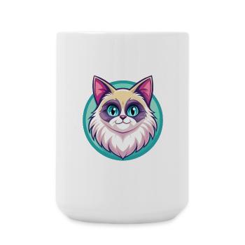 Ragdoll Katze Rasse Cartoon Kawaii Tier Haustier - Große Tasse 440 ml - Weiß - Vorne