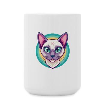 Chat tonkinois race dessin animé Kawaii animal de compagnie - Grande tasse 440 ml - blanc - Devant