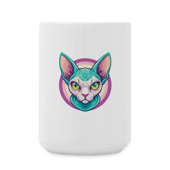 Sphynx Chat Race Dessin Animé Kawaii Animal Pet - Grande tasse 440 ml - blanc - Devant