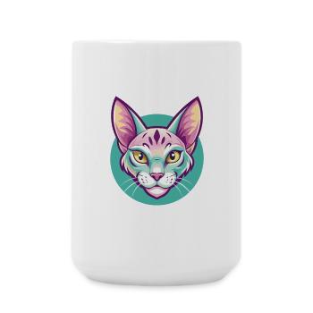 Ocicat Chat Race Dessin Animé Kawaii Animal Animal Pet - Grande tasse 440 ml - blanc - Devant