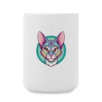 Chausie Chat Race Dessin Animé Kawaii Animal Animal Pet - Grande tasse 440 ml - blanc - Devant