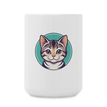 American Shorthair Cat Breed Cartoon Kawaii Animal - Large Mug 440 ml - white - Front