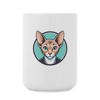 Chat brésilien à poil court Race Dessin animé Kawaii Pet - Grande tasse 440 ml - blanc - Devant