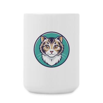 Amerikanische Locke Katze Rasse Karikatur Kawaii Tier Haustier - Große Tasse 440 ml - Weiß - Vorne