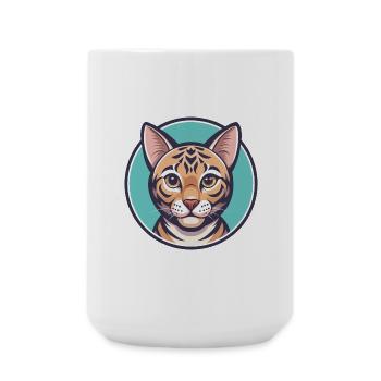 Bengalkatze Rasse Karikatur Kawaii Tier Haustier - Große Tasse 440 ml - Weiß - Vorne