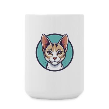 Korean Bobtail Cat Breed Cartoon Kawaii Animal Pet - Large Mug 440 ml - white - Front