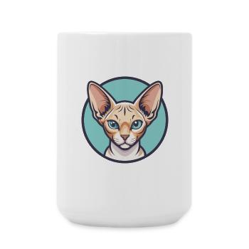 Devon Rex Cat Breed Cartoon Kawaii Animal Pet - Large Mug 440 ml - white - Front