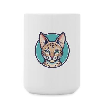 Savannah Katze Rasse Karikatur Kawaii Tier Haustier - Große Tasse 440 ml - Weiß - Vorne