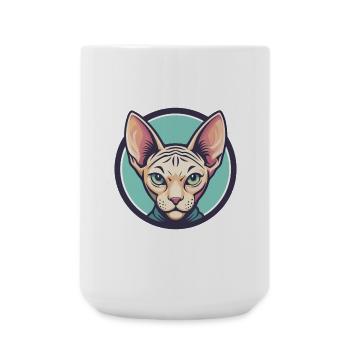 Sphynx Chat Race Dessin Animé Kawaii Animal Pet - Grande tasse 440 ml - blanc - Devant