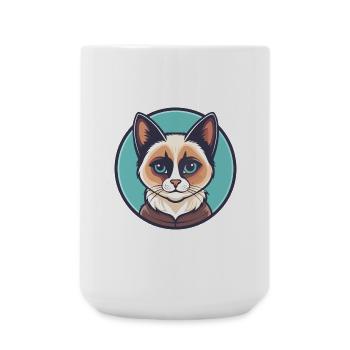Snowshoe Cat Breed Cartoon Kawaii Animal Pet - Large Mug 440 ml - white - Front