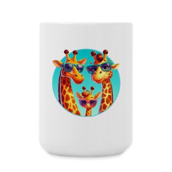 Cool giraffe family with sunglasses - Large Mug 440 ml - white - Front