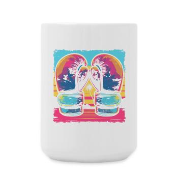 Look de dessin animé de kickboxing - Grande tasse 440 ml - blanc - Devant