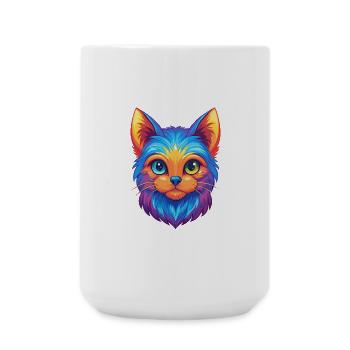 Chat York Chocolat Race Dessin Animé Kawaii Animal De Compagnie - Grande tasse 440 ml - blanc - Devant