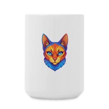 Burmilla Chat Race Dessin animé Kawaii Animal Pet - Grande tasse 440 ml - blanc - Devant