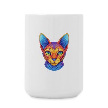 Egyptian Mau Cat Breed Cartoon Kawaii Animal Pet - Large Mug 440 ml - white - Front