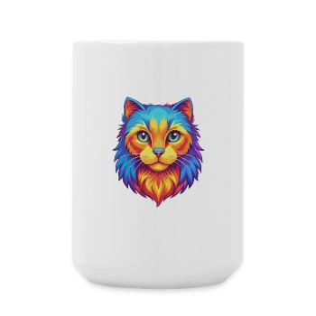 American Curl Katze Rasse Cartoon Kawaii Tier Haustier - Große Tasse 440 ml - Weiß - Vorne
