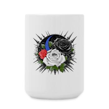 Düstere Rosen mit Mond und Dornen - Große Tasse 440 ml - Weiß - Vorne