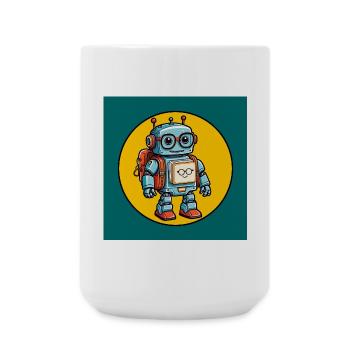 Kleiner süßer Roboter mit Schulranzen Einschulung - Große Tasse 440 ml - Weiß - Vorne