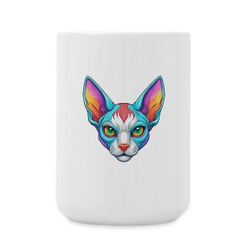 Cornouailles Rex Chat Race Dessin animé Kawaii Animal Pet - Grande tasse 440 ml - blanc - Devant