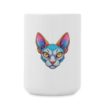 German Rex Cat Breed Cartoon Kawaii Animal Pet - Large Mug 440 ml - white - Front