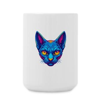 German Rex Cat Breed Cartoon Kawaii Animal Pet - Large Mug 440 ml - white - Front