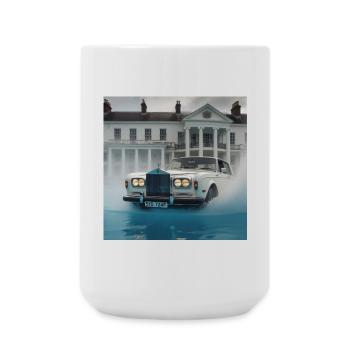 Oldtimer in beleuchteter Wasserfontänenszene - Große Tasse 440 ml - Weiß - Vorne
