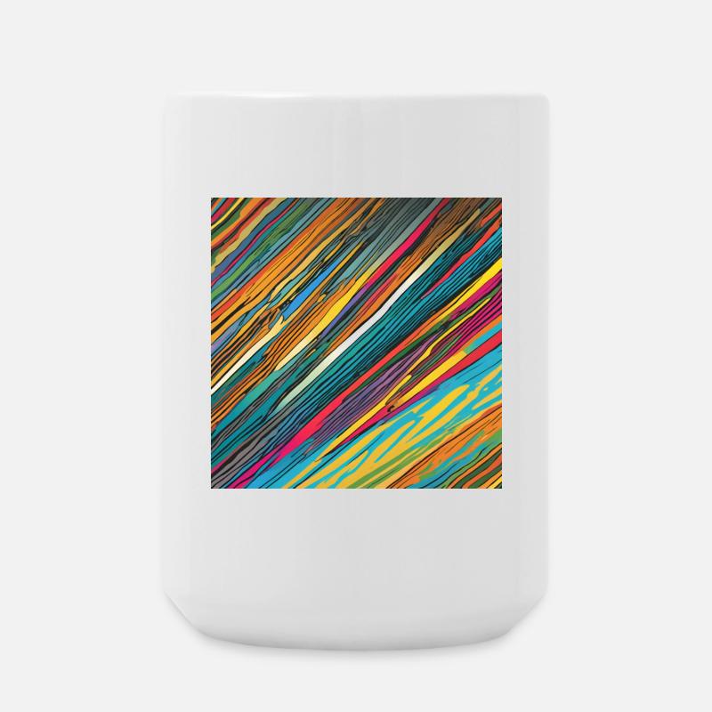Bunte Striche - Große Tasse 440 ml - Weiß