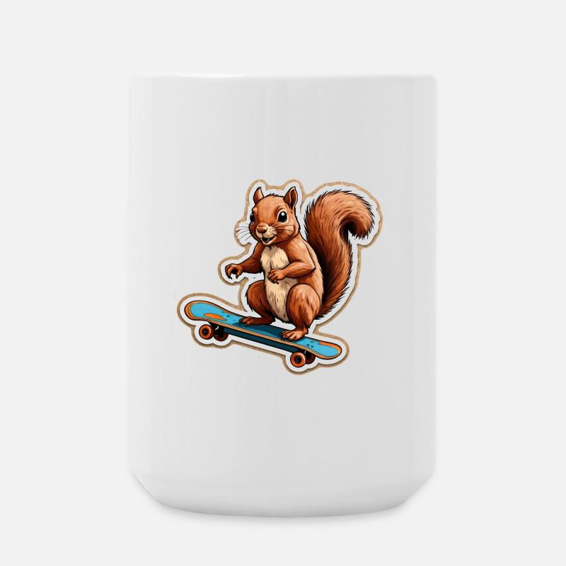 Eichhörnchen auf Skateboard - Große Tasse 440 ml - Weiß