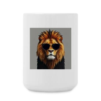 Lion stylé - Grande tasse 440 ml - blanc - Devant
