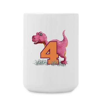 Nr.4 Dino - Große Tasse 440 ml - Weiß - Vorne