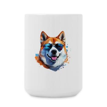 Akita Inu with sunglasses - Large Mug 440 ml - white - Front