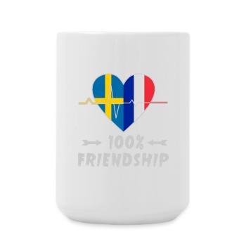 La Suède et la France, une amitié à 100 % - Grande tasse 440 ml - blanc - Devant