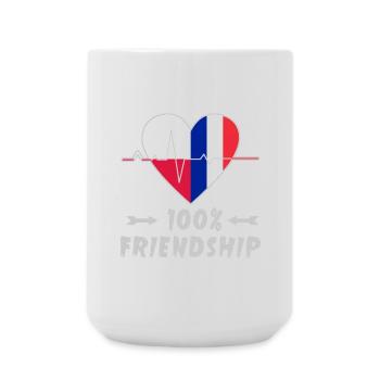 Polen und Frankreich 100% Freundschaft - Große Tasse 440 ml - Weiß - Vorne
