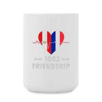 Peru and France 100% friendship - Large Mug 440 ml - white - Front