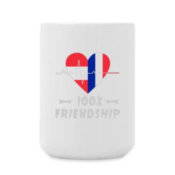 Österreich und Frankreich 100% Freundschaft - Große Tasse 440 ml - Weiß - Vorne