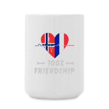 Norwegen und Frankreich 100% Freundschaft - Große Tasse 440 ml - Weiß - Vorne