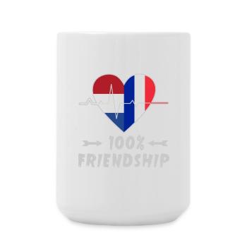 Netherlands and France 100% friendship - Large Mug 440 ml - white - Front