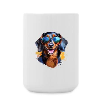Dachshund with sunglasses - Large Mug 440 ml - white - Front