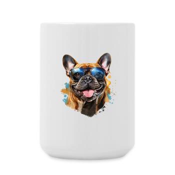 Frenchie with sunglasses - Large Mug 440 ml - white - Front